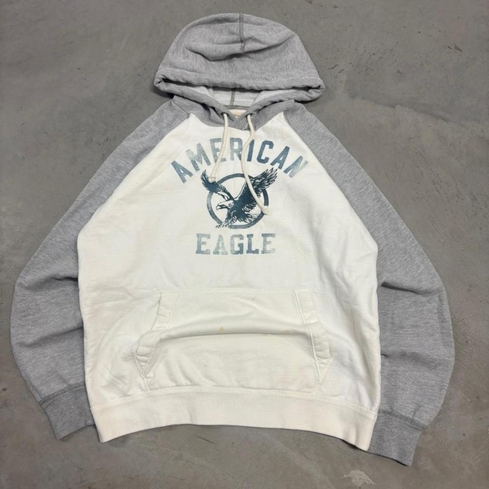 Vintage y2k White and Grey American Eagle Hoodie